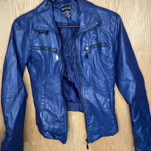 Blue faux leather jacket